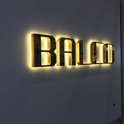 Galvanik Altın Ayna Metal Arkadan Aydınlatmalı Harf İşareti M4 Vidalı Montaj