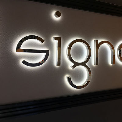 20-120mm Paslanmaz Çelik Logo İşaretleri Kanal Harfleri Arkadan Aydınlatmalı UL