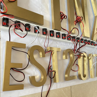 Altın Fırça SS Işıklı Kanal Harfleri Logo İşareti Yüksek Açıklıklı