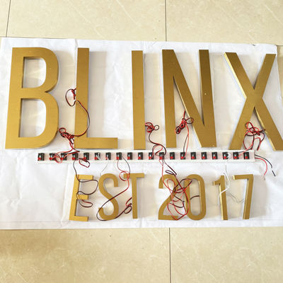 Altın Fırça SS Işıklı Kanal Harfleri Logo İşareti Yüksek Açıklıklı