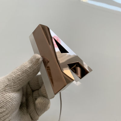 Gül Altın Ayna Arkadan Aydınlatmalı Paslanmaz Çelik Harfler Anti Pas Arkadan Aydınlatmalı Metal İşaret