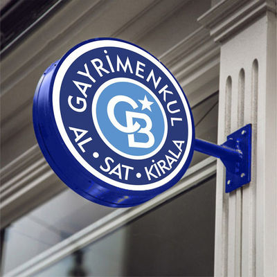 UL Yuvarlak Işık Kutusu İşareti Mağaza Dekoru Bıçak İşareti