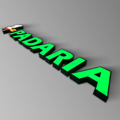 IP65 Kabartmalı Akrilik Vitrin Işareti Işıklı Metal Harf Logosu