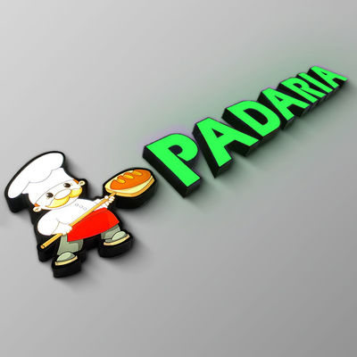 IP65 Kabartmalı Akrilik Vitrin Işareti Işıklı Metal Harf Logosu