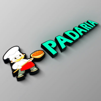 IP65 Kabartmalı Akrilik Vitrin Işareti Işıklı Metal Harf Logosu