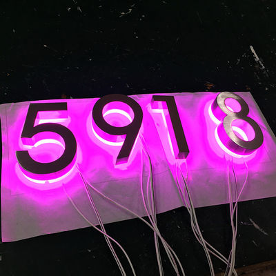 304 Paslanmaz Çelik Dış Mekan Led Numarası Burcu Gümüş Fırça RGB Işık Numaraları