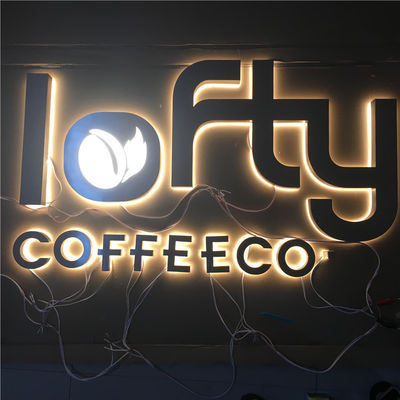 Reçine Akrilik Arkadan Aydınlatmalı Kanal Harfleri Özelleştirilmiş Fırçalı Kromlu 12VDC