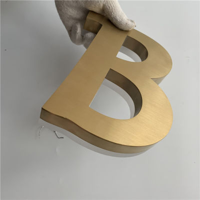 Altın Fırça Paslanmaz Çelik Arkadan Aydınlatmalı İşaretler Metal Harfler