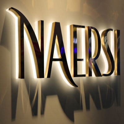 Altın Ayna İş Logosu Tabela Paslanmaz Çelik Işıklı Vitrin İşaretleri