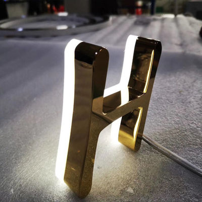 Altın Ayna İş Logosu Tabela Paslanmaz Çelik Işıklı Vitrin İşaretleri