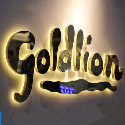 Altın Ayna İş Logosu Tabela Paslanmaz Çelik Işıklı Vitrin İşaretleri